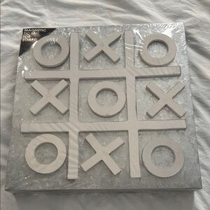 Magnetic Tic Tac Toe Board Game - White and Gray